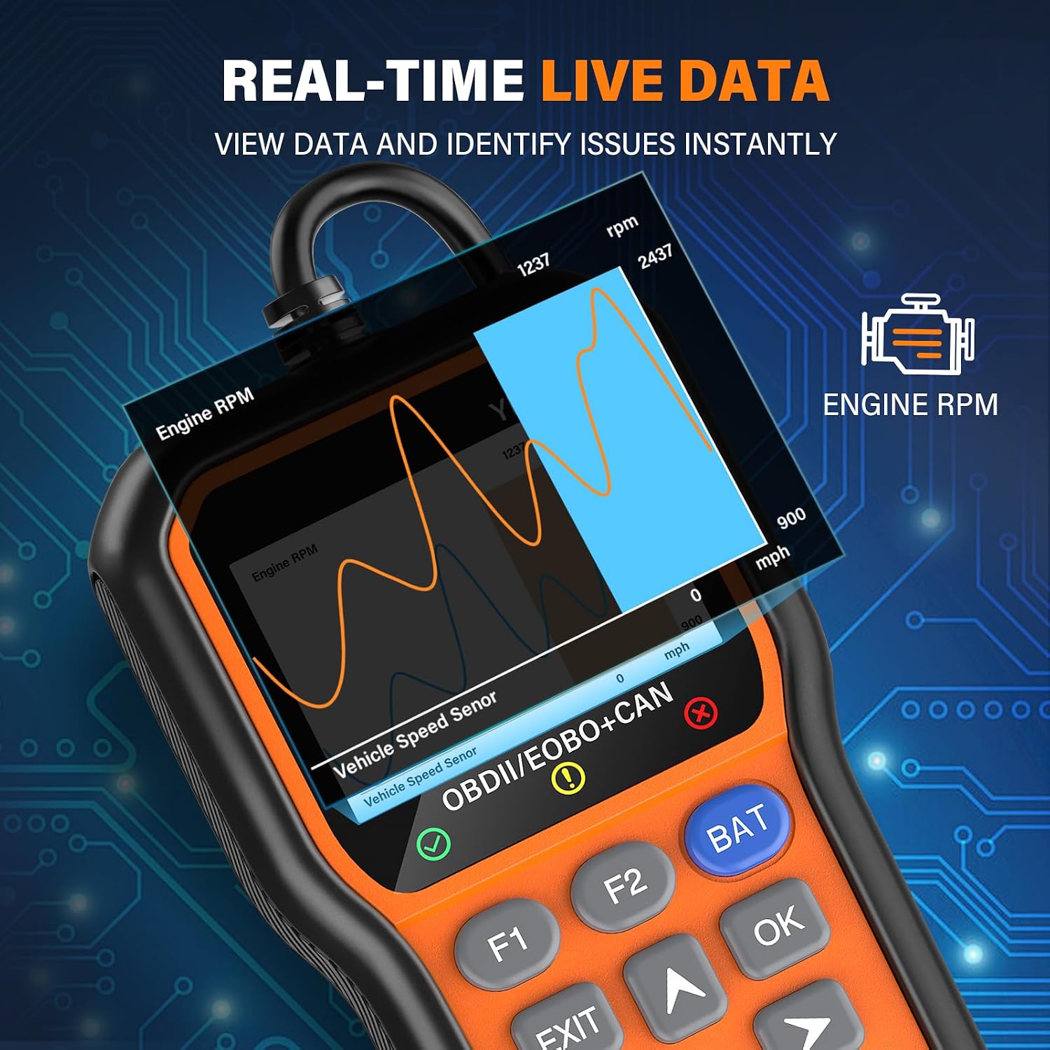 YM319 OBD2 Scanner Diagnostic Tool with Battery Tester, Scan Tool | Check Engine Fault Code Reader with Live Data