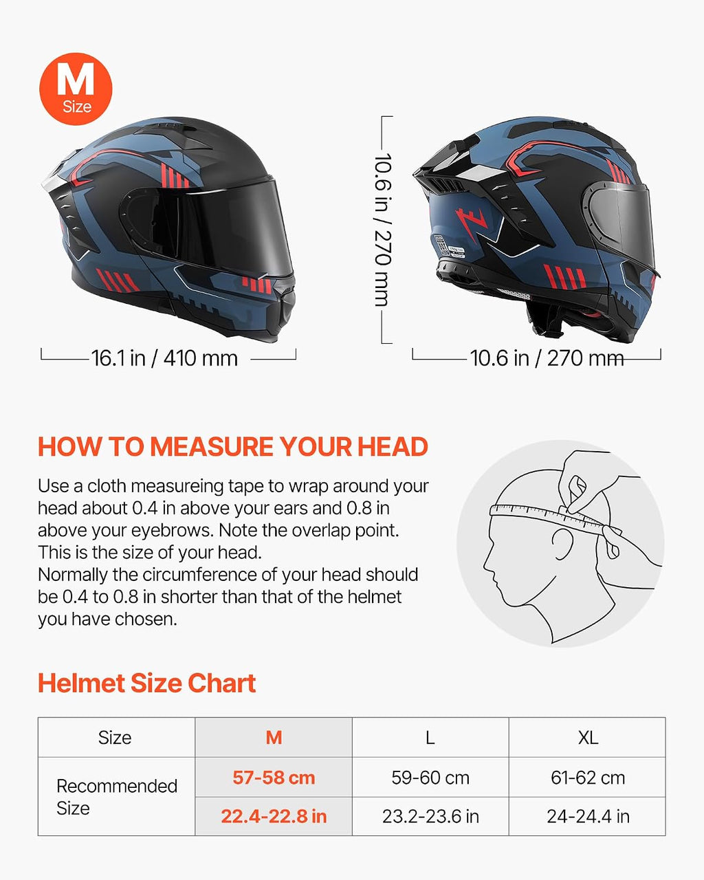 Motorcycle Helmet DOT Approved, Adult Motocross Dirt Bike Helmet with Large Clear Visor, Comfortable Motorbike Racing