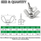 35PCS SAE Sizes Wing Nuts Assortment, 304 SS