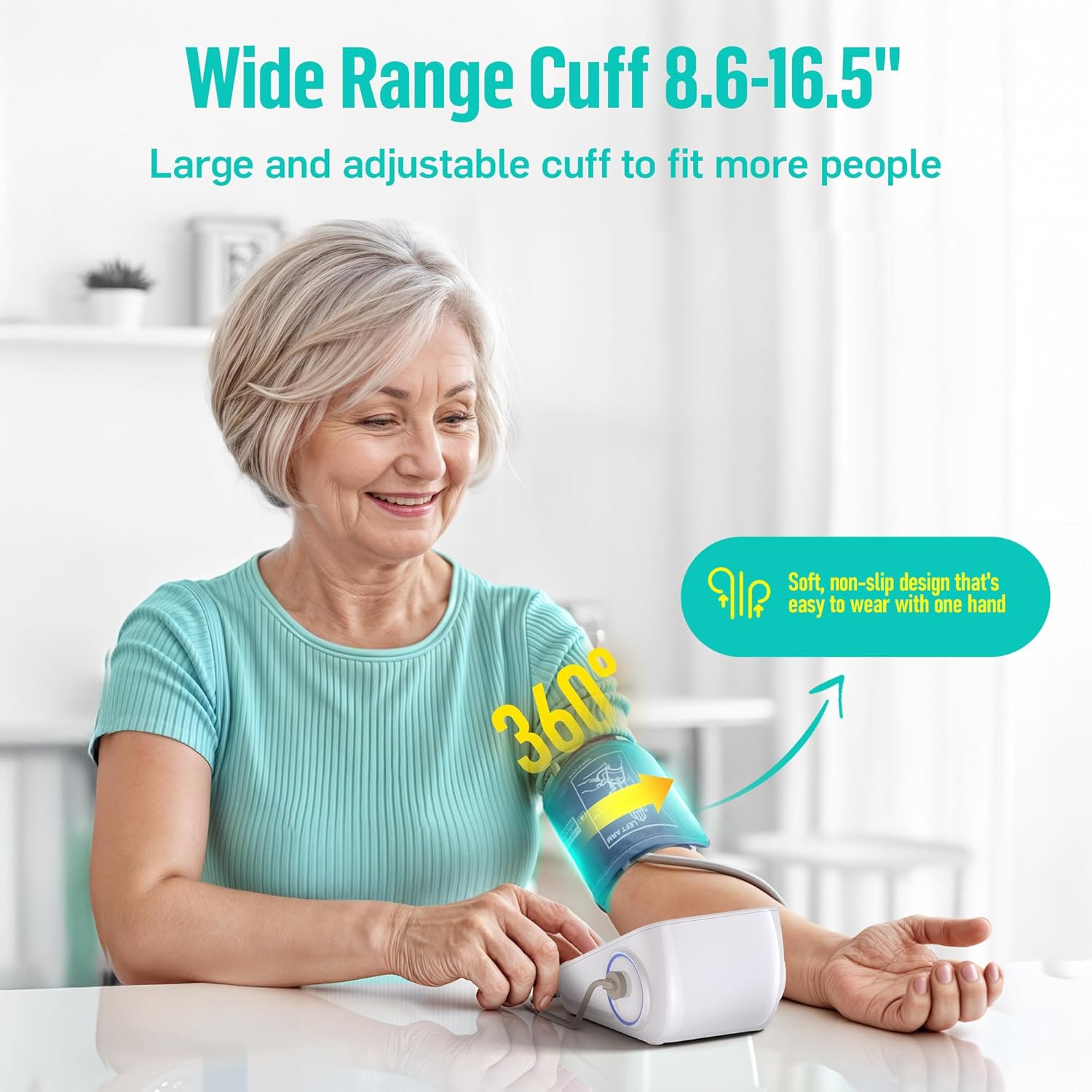 Upper Arm Blood Pressure Monitor with Wide Range Cuff (8.6'' -16.5'') for Home Use FSA&HSA Eligible, Automatic