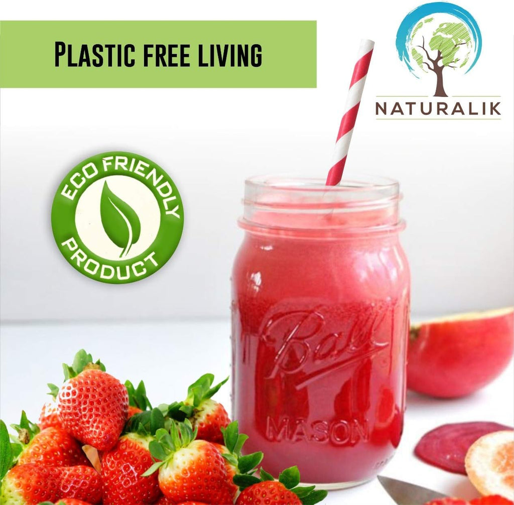 300 Pack Extra Durable Red Paper Straws Biodegradable- Heavy Duty Eco-Friendly Paper Straws Bulk- Drinking Straws for
