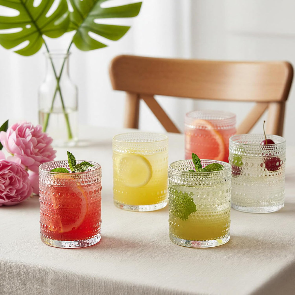 Hobnail Drinking Glasses Set of 12