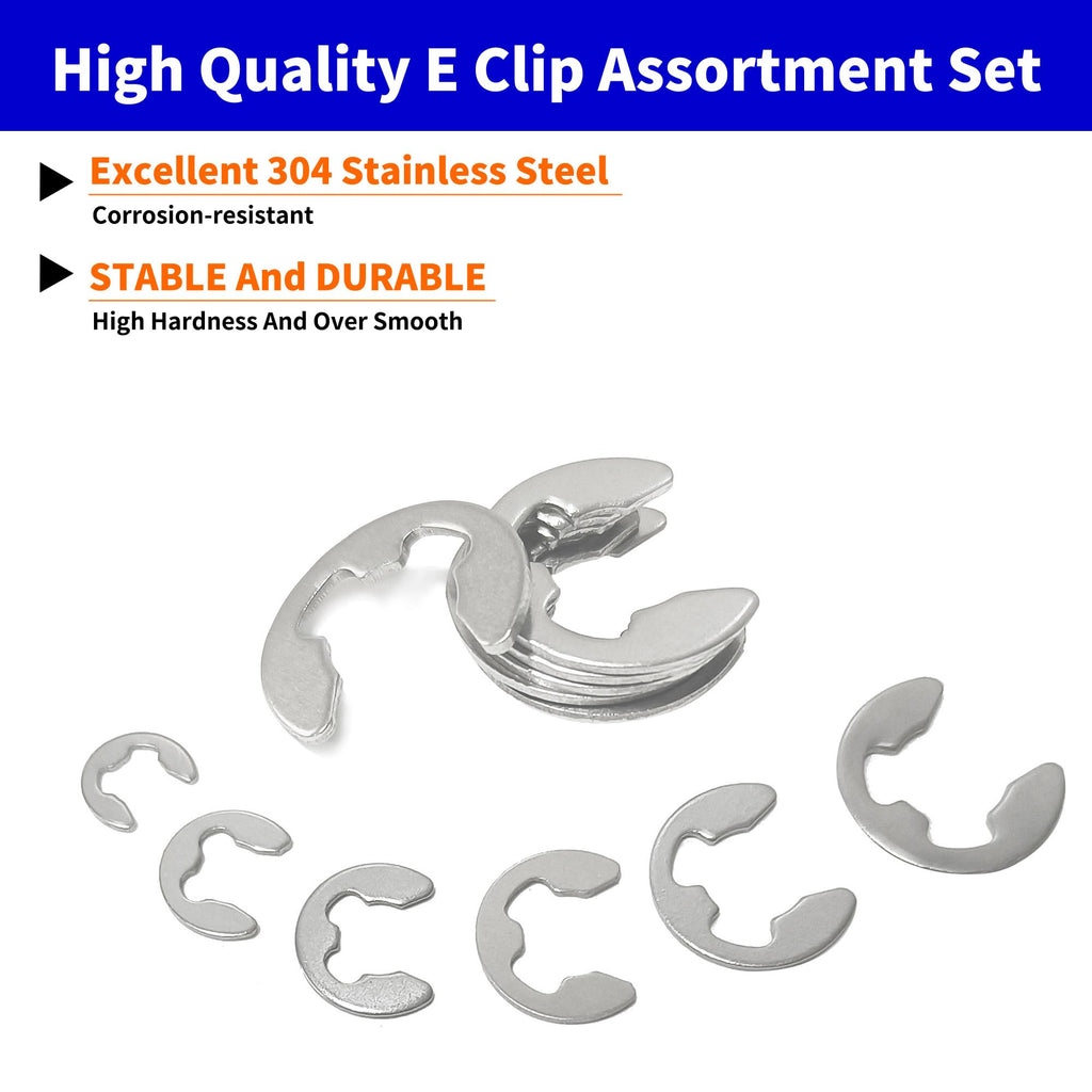 NexSync 200PCS E Clips Assortment Kit, M1.5-M10 External Retaining Rings