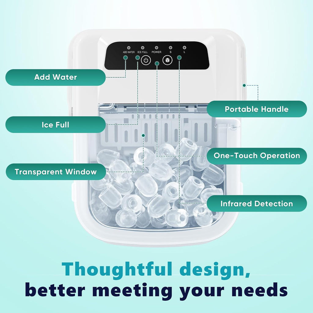 Countertop Ice Maker with Self-Cleaning, Portable Ice Maker Machine