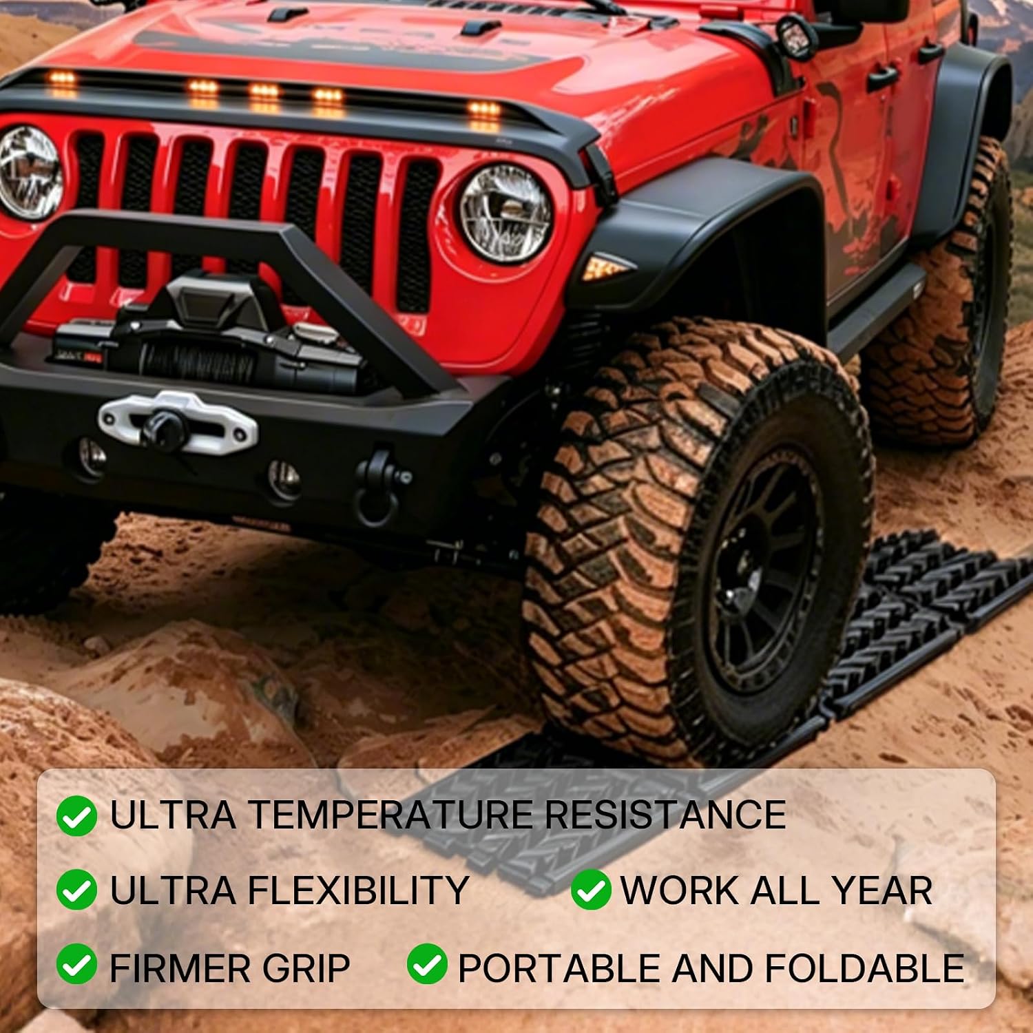 Tire Traction Pad Foldable Mats, Portable Recovery Track Boards for Off Road 4X4 Snow, Ice, Sand,Emergency Tire