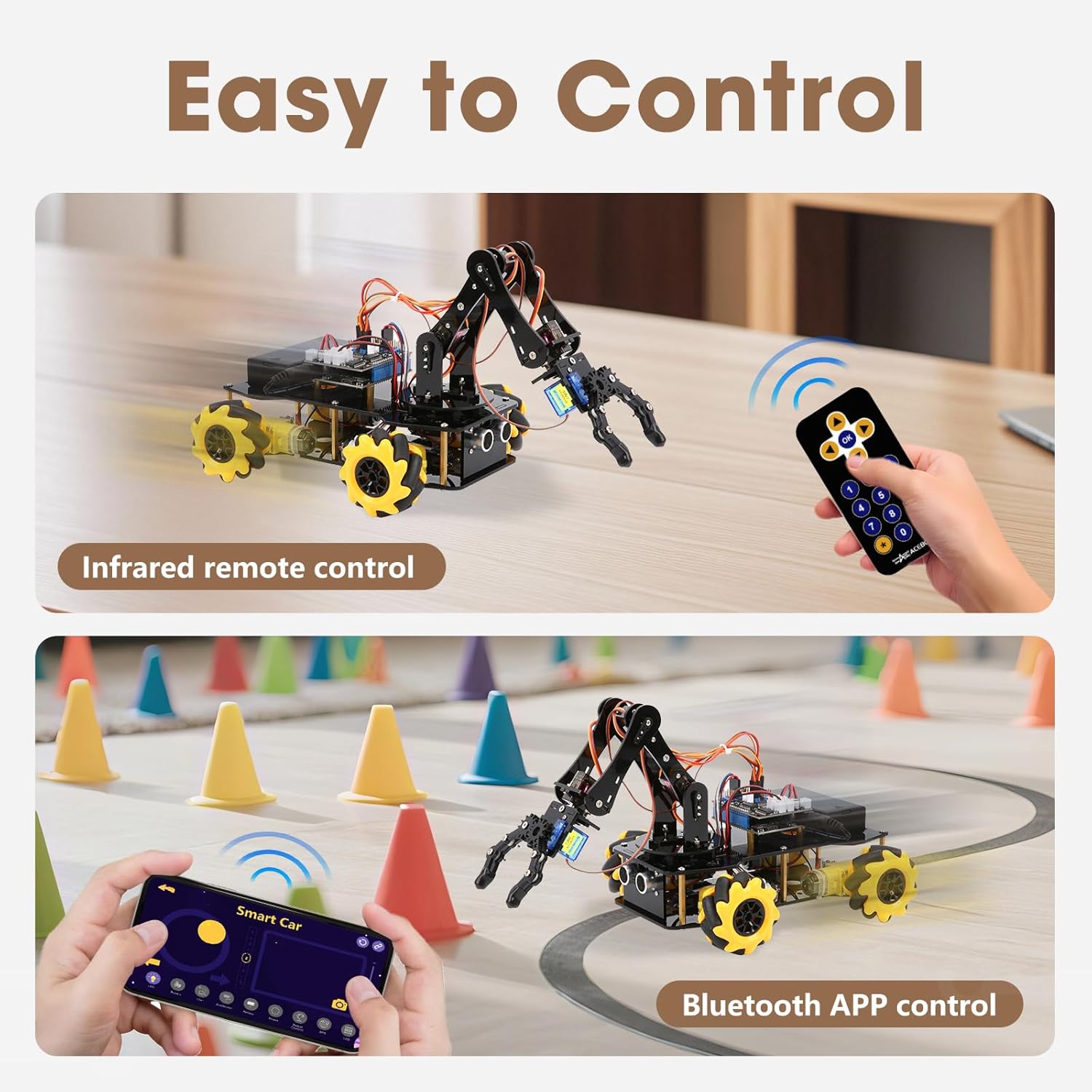 Robotics for Kids Ages 8-12, ACEBOTT Smart Robot Arm Car Kit with 5DOF, STEM Toys for Boys Age 8-12 12-16+, ESP32