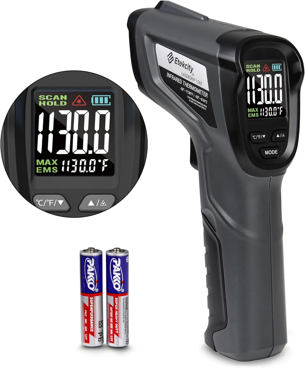 Infrared Thermometer Laser Temperature Gun, Color Display