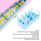 Foldable Tape Dispenser, Portable Lightweight Multi Type Cutter and Holder for Gift Wrapping Home Office Blue Plastic