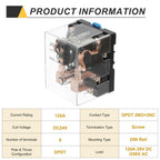 PATIKIL DC24V 120A Electromagnetic Relay, High Power Relay DPDT 2NO 2NC 8 Terminals Din Rail Mounting