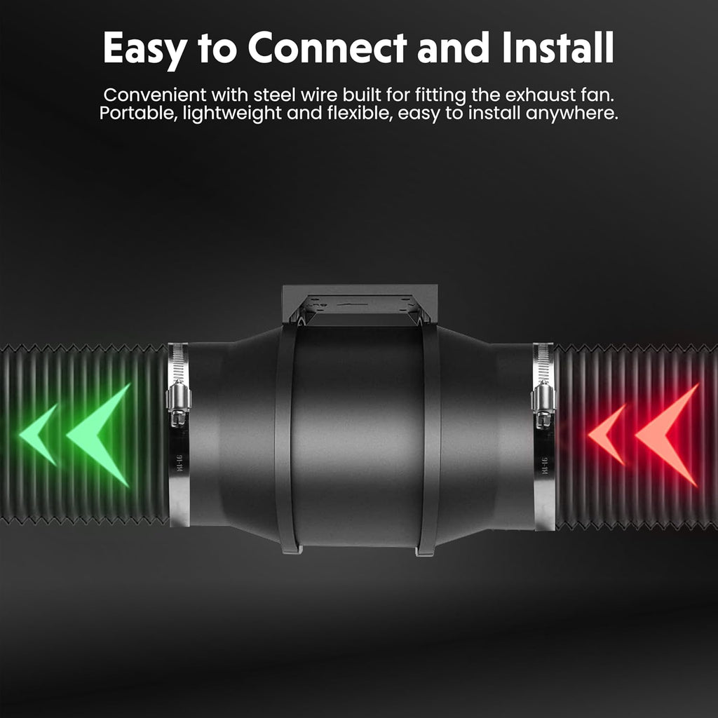 Dryer Vent Hose, 6" Insulated Flexible 8FT Long Duct with 2 Clamps, Heavy-Duty Three-Layer Protection for Heating
