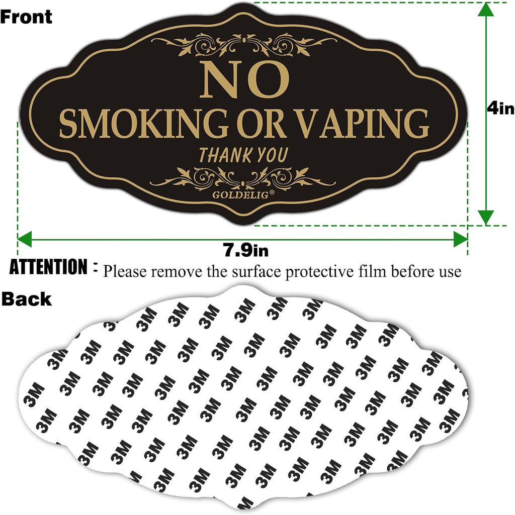 No Smoking Sign, 2 Pack, 7.9in×4in Acrylic