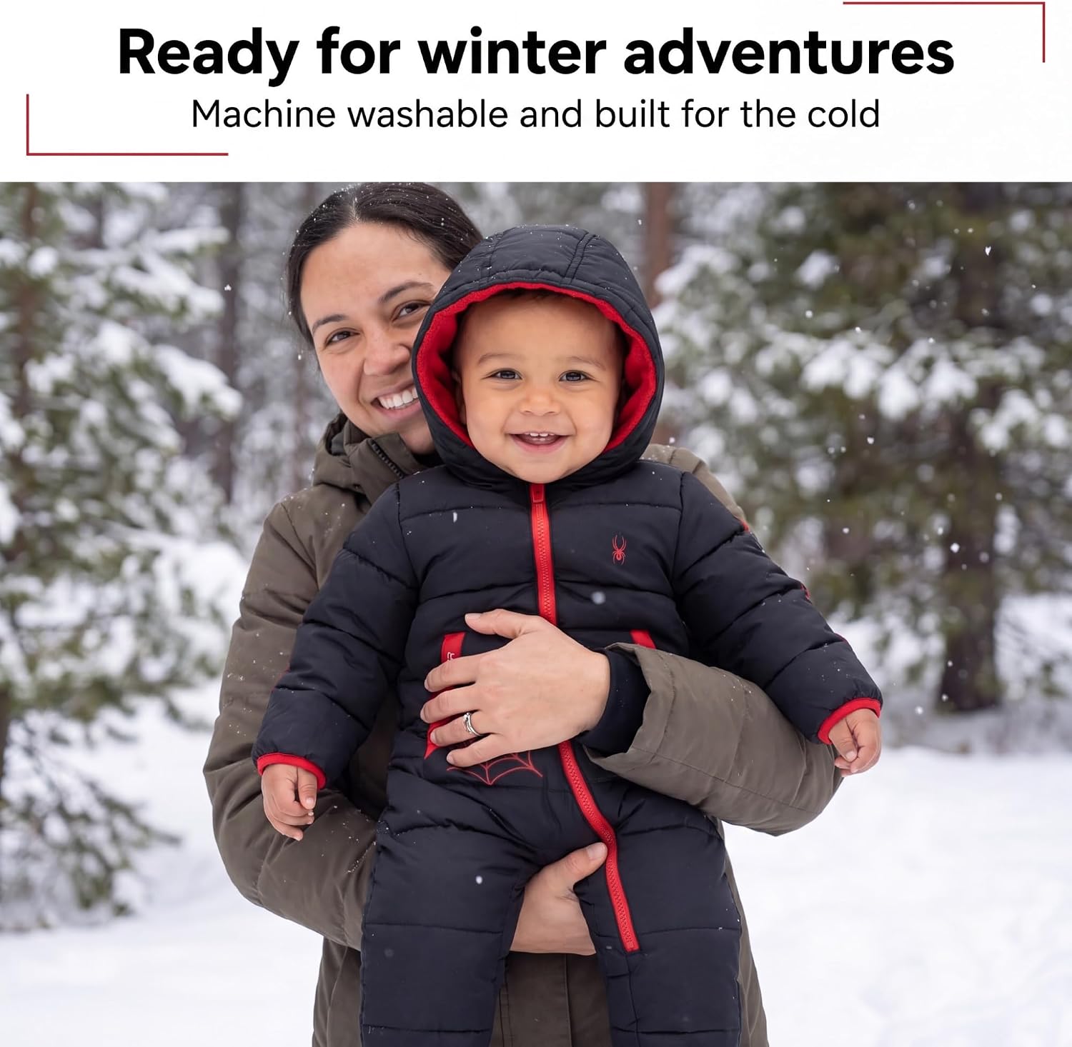 Toddler Snow Suit - Fleece Lined Baby Snowsuit, Fold-Over Cuffs | Soft-touch insulation, polar fleece inner lining