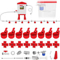 Complete Set Pipeline Automatic Chicken Waterer System, 3 Gallon Poultry Waterer with 8 Drinking Cups, 8 Nipples, 47"