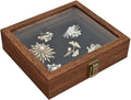 Tempered-Glass Top Small Wooden Jewelry Display Case with Removable Black Luxurious Velvet Jewelry Display Pad