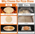 16-inch PIZZA STONE for Oven & BBQ Grilling, Round Baking Stone for Pizza