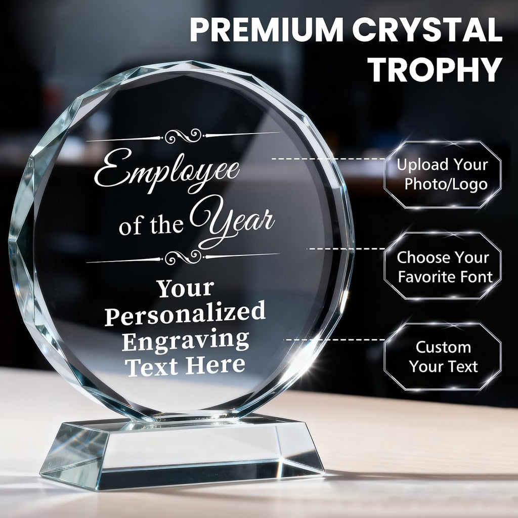 Personalized Trophy Award - Custom Crystal Awards and Trophies - Plaques Personalized Engraved - Thank You Gifts