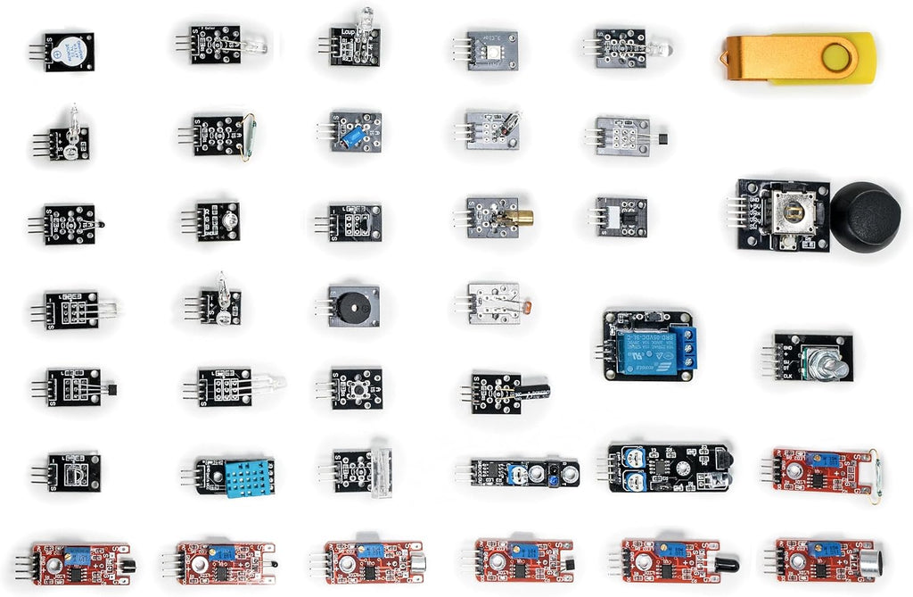 37 in 1 Sensor Module Kit for Arduino Starters - Sensor Kit DIY for Raspberry Pi Mega2560 UNO R3 Nano Including Tutorial in USB Flash Driver