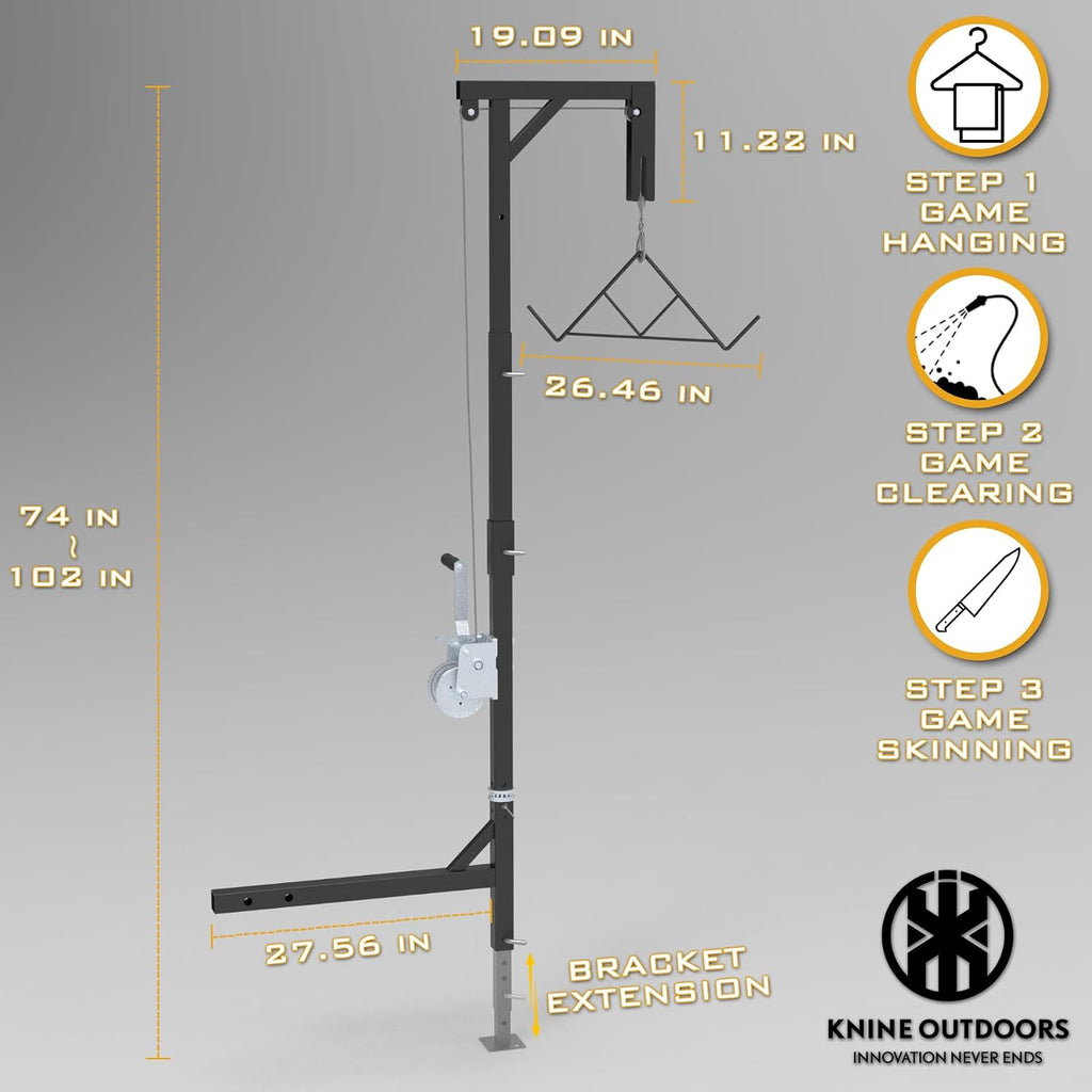 Deer Hoist for Truck Hitch, 600lbs Capacity Deer Hanger with Winch Gambrel | Deer Cart, Portable Game Hoist