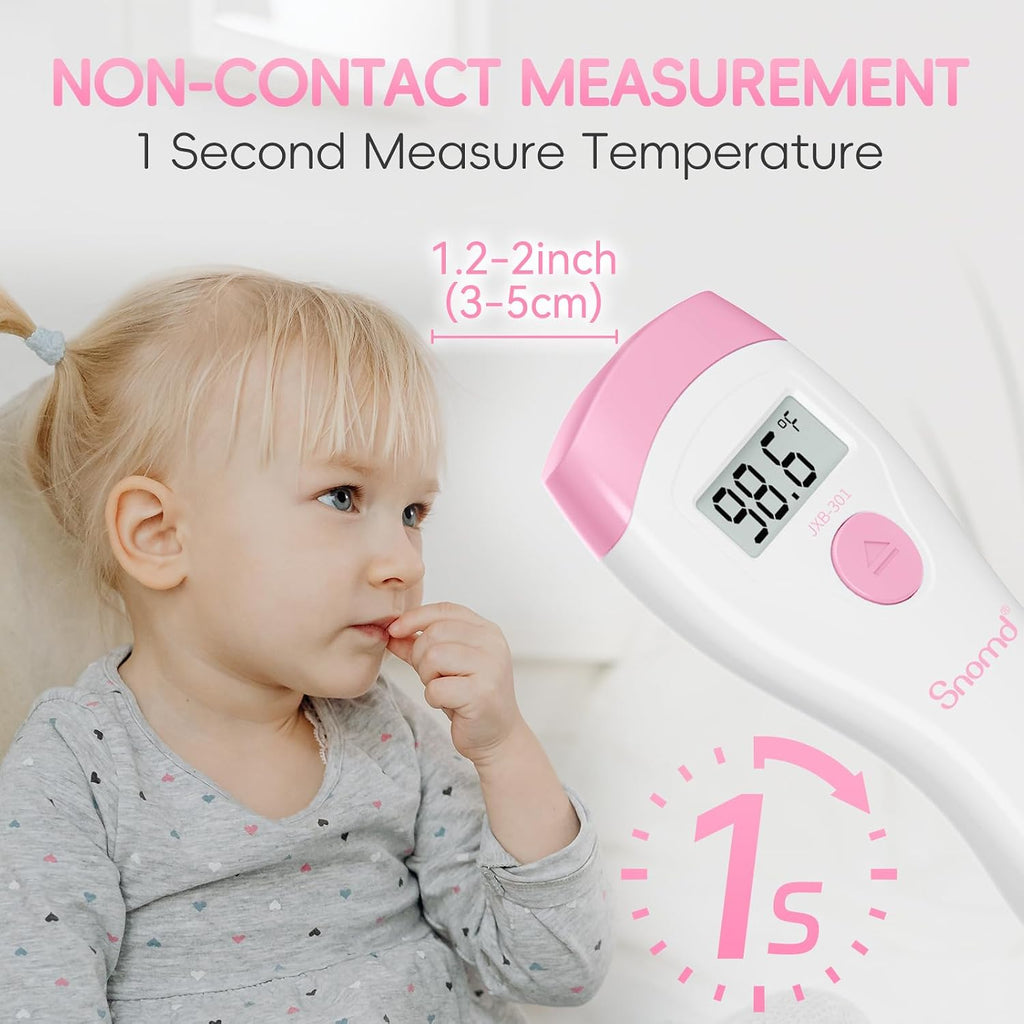 Non-Touch Forehead Thermometer, Digital 2-in-1 Infrared Thermometer for Adults, Kids, and Babies with Fever Alarm