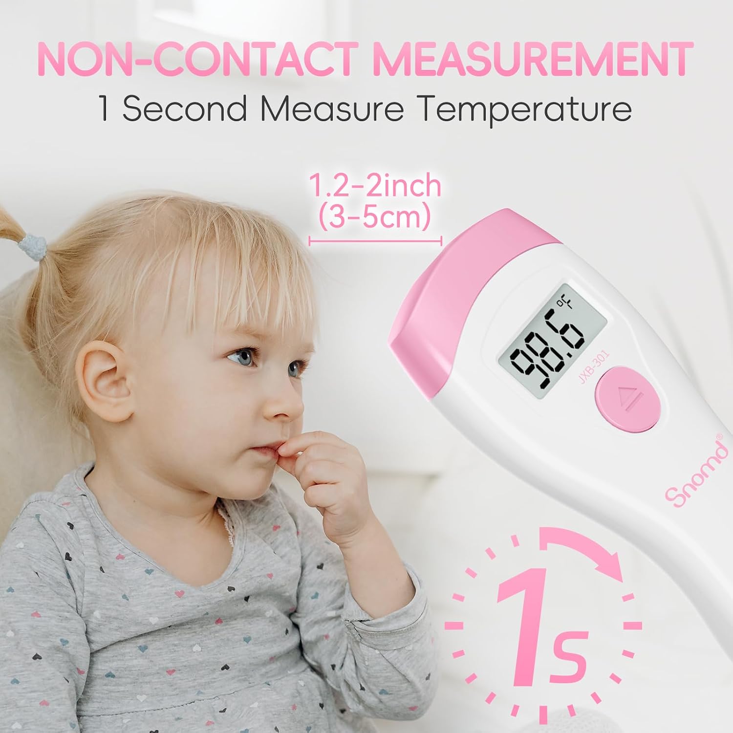 Non-Touch Forehead Thermometer, Digital 2-in-1 Infrared Thermometer for Adults, Kids, and Babies with Fever Alarm