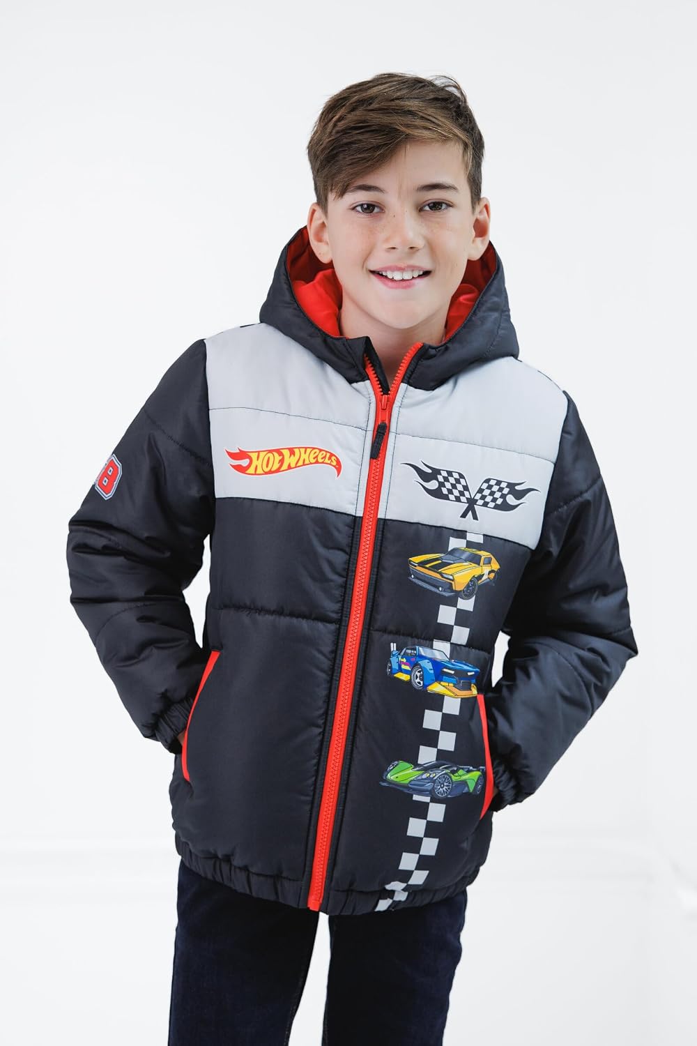 Zip Up Puffer Jacket with Fleece Lining Toddler to Big Kid Sizes (3T - 10-12)