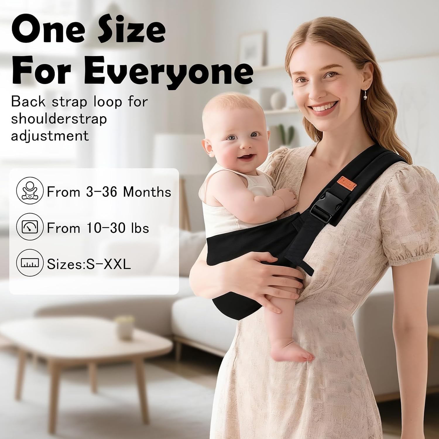 Baby Sling Carrier, Baby Carrier Newborn to Toddler with Adjustable Strap, Non-Slip Baby Half Wrapped Sling Hip