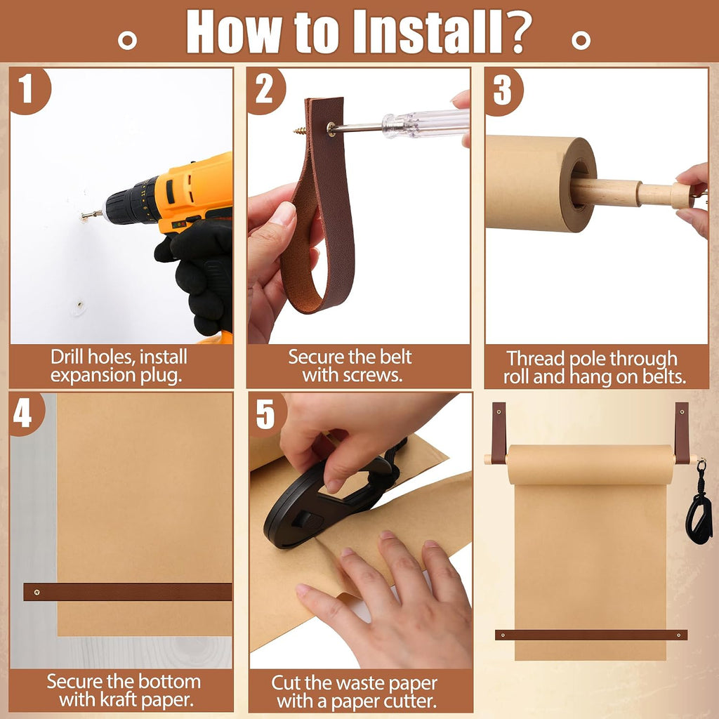 11.8" Kraft Wall Mounted Butcher Paper Roll Holder Dispenser