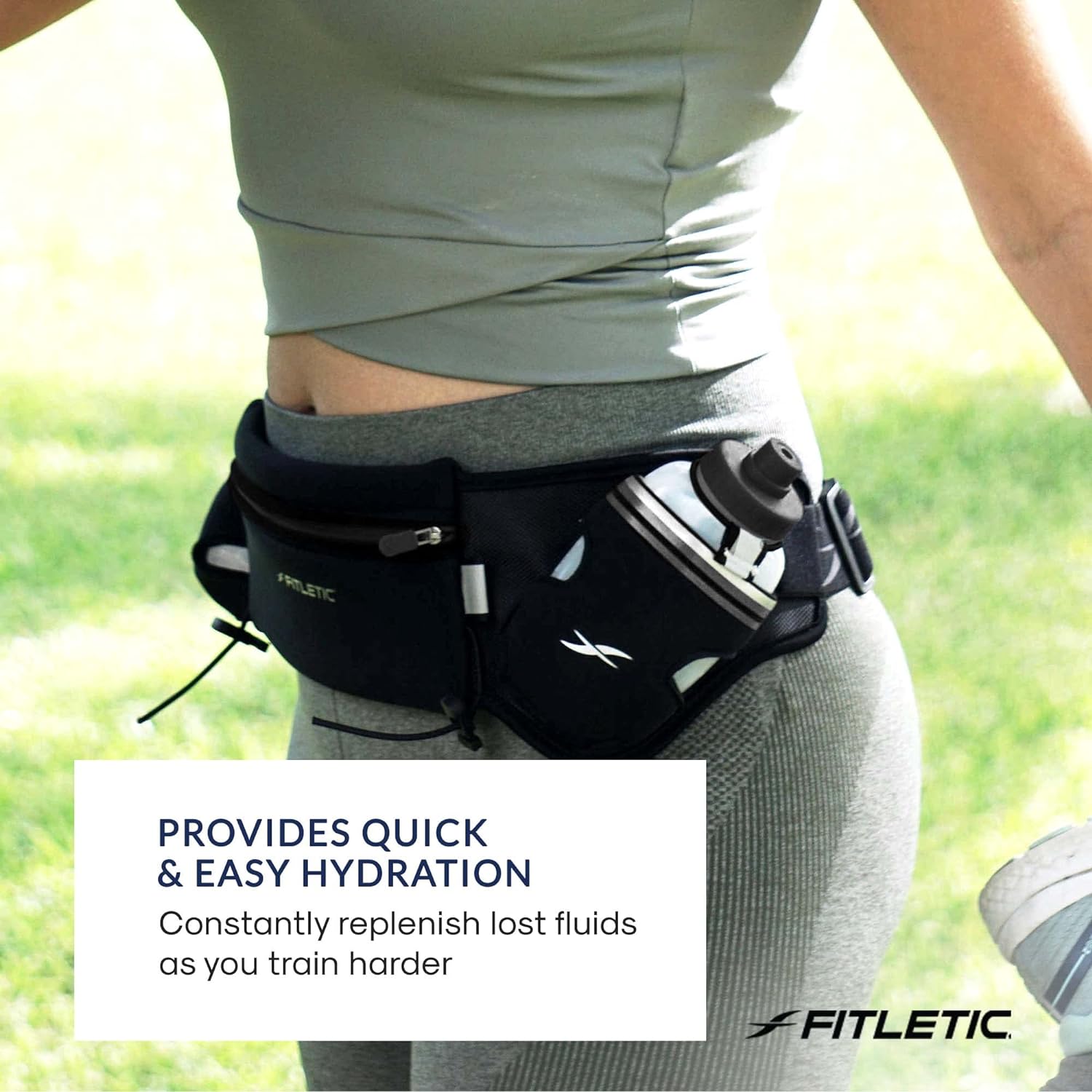 Hydration Running Belt with Water Bottles for Men & Women – 2 Quick Flow 8oz Running Water Bottles, Patented Bounce