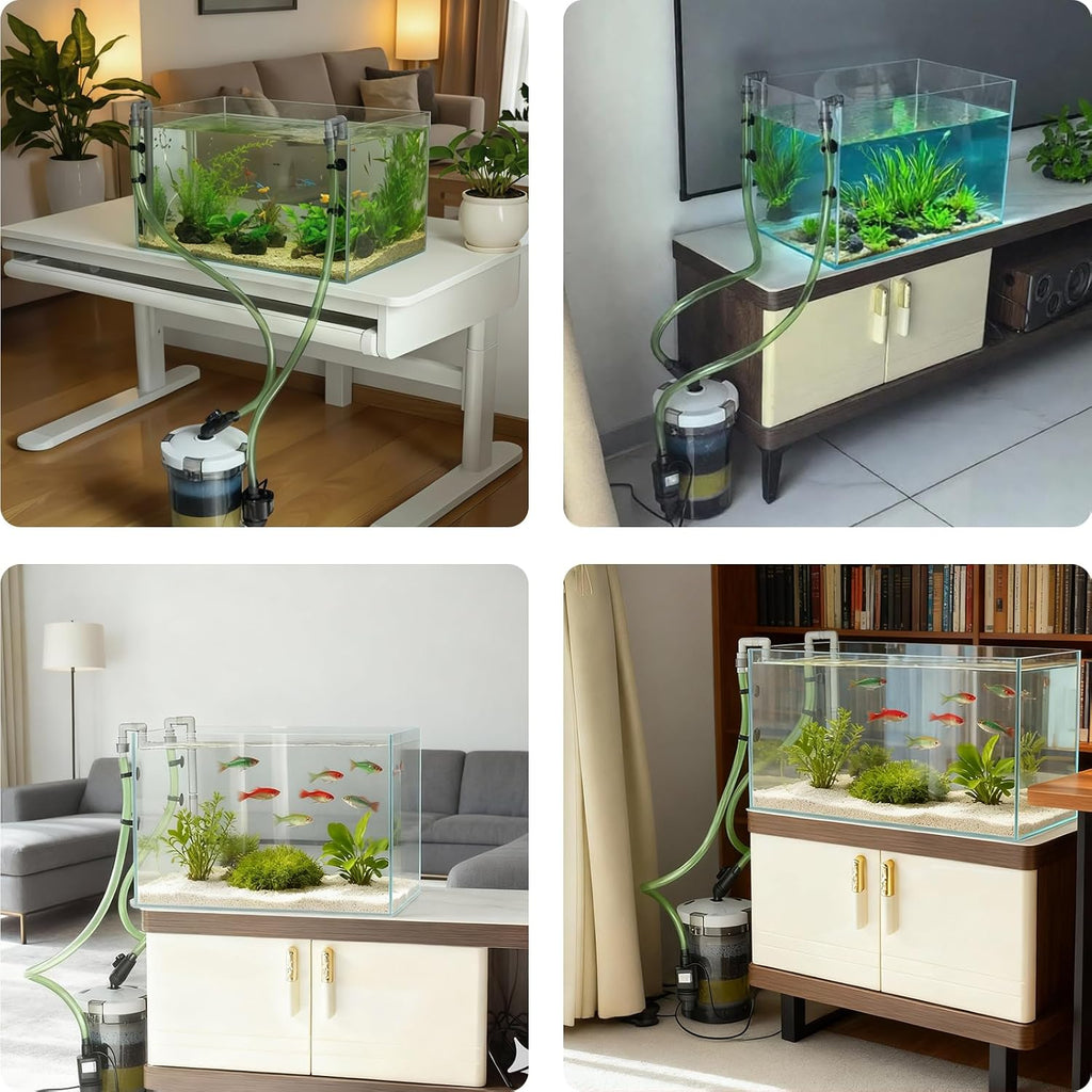 105GPH Canister Filter, External Aquarium Filter Ultra-Quiet Water Circulation Cleaning Machine with Water Pump, 4
