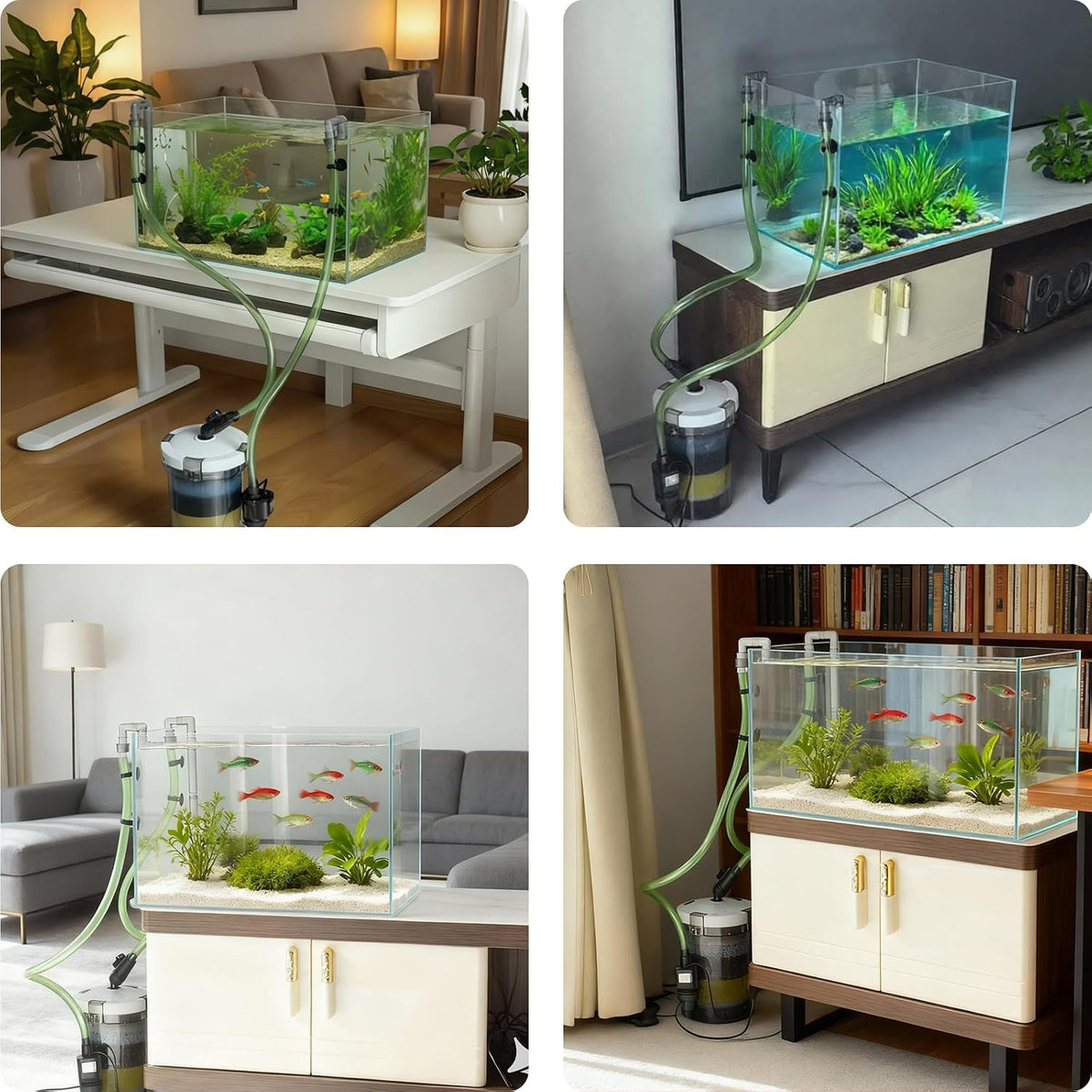 105GPH Canister Filter, External Aquarium Filter Ultra-Quiet Water Circulation Cleaning Machine with Water Pump, 4