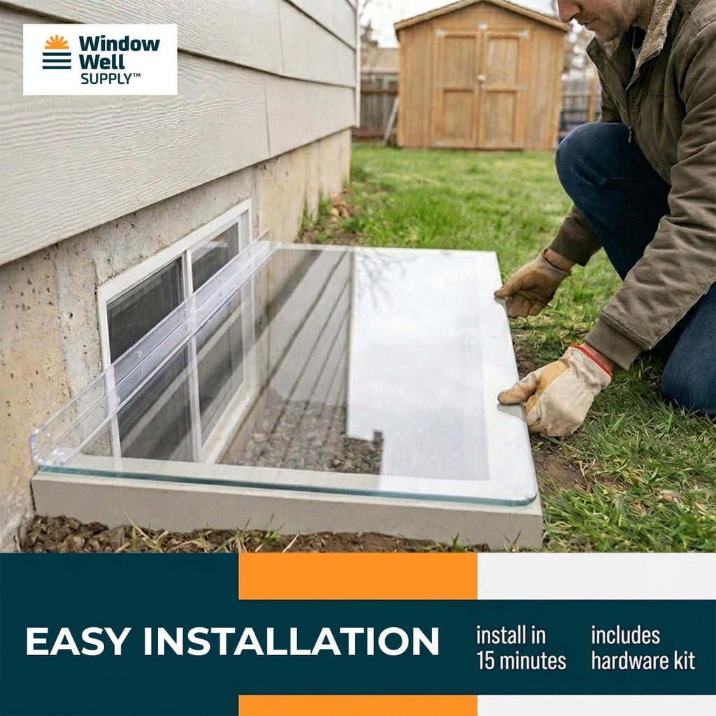 Just Cover It Rectangular Basement Window Well Cover 46" W x 22" D