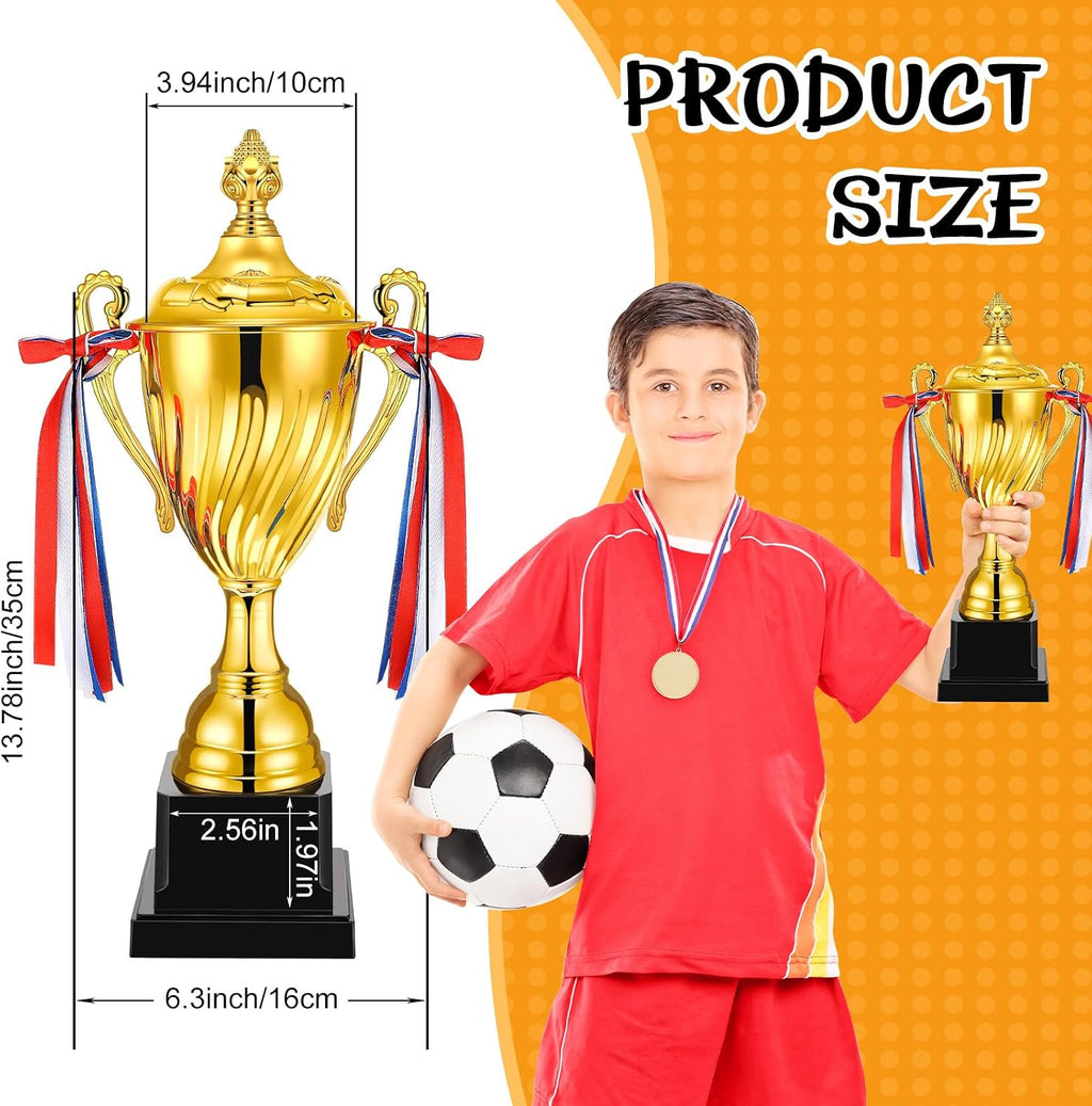 14 Inch Large Gold Trophy Cup,Winner Award Trophies | Trophy Award Cup for Sports,Custom Base,1st Place