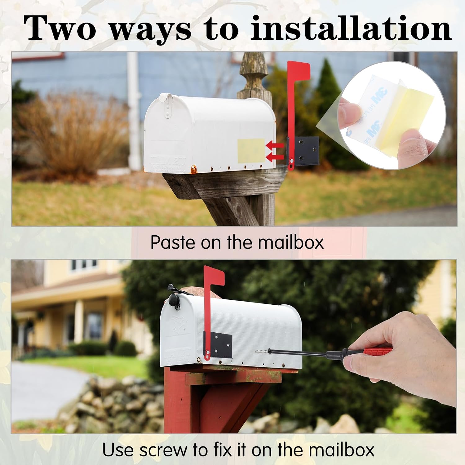 Mailbox Flag Replacement Kit, Galvanized Steel Mailbox Replacement Flag Kit, Tool Free Installation, Professional