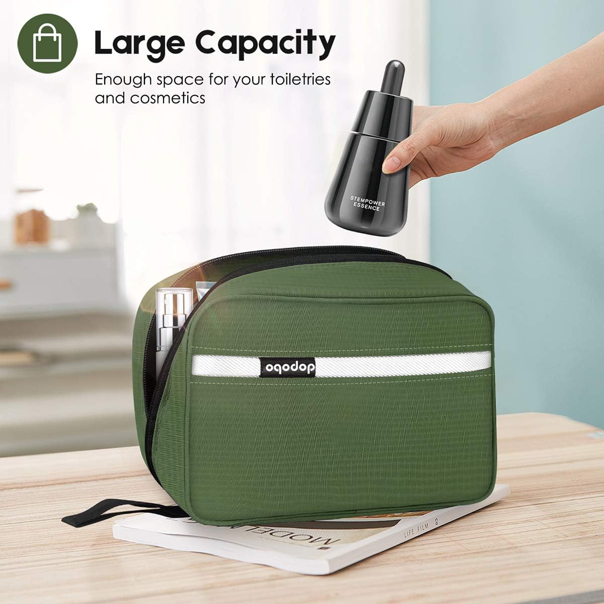 Travel Toiletry Bag for Women, Dopp Kit for Men, Waterproof Makeup Bag Shaving Bag with Hanging Hook, Portable