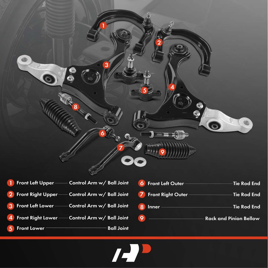 A-Premium 12Pcs Front Suspension Kit, Upper Lower Control Arm