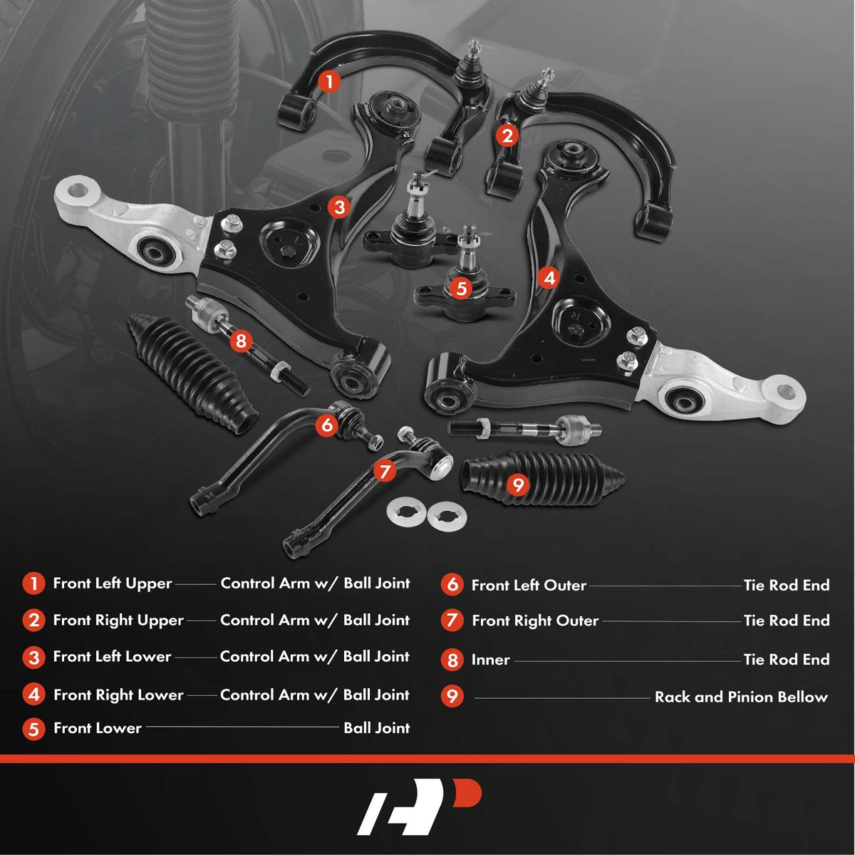 A-Premium 12Pcs Front Suspension Kit, Upper Lower Control Arm
