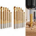 12PCS 3-8mm Titanium Coated Drill Bit Set, HSS Twist Side Cutting Drill Bit