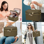 8.8L Double Layer Travel Makeup Bag With Mirror For Women, Large Cosmetic Case, Organizer for Travel-Size Accessories