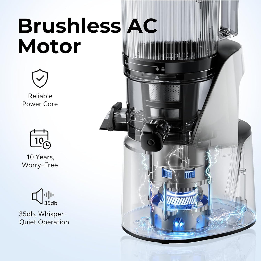 Juicer Machines, 3-in-1 Cold Press Juicer, Bright White | Makes Juice, Nut Milk & Sorbet, 6.5" Extra Large Chute