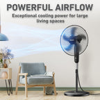 18" Oscillating Stand Fan 3-Speed Adjustable Height 30° Tilt