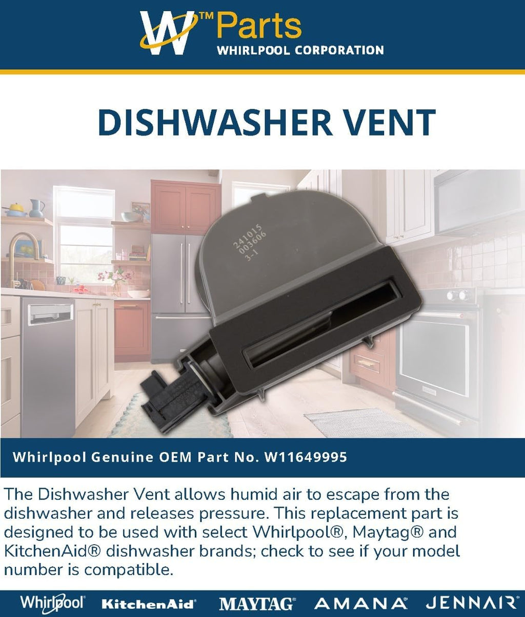 Whirlpool W11649995 OEM Dishwasher Vent