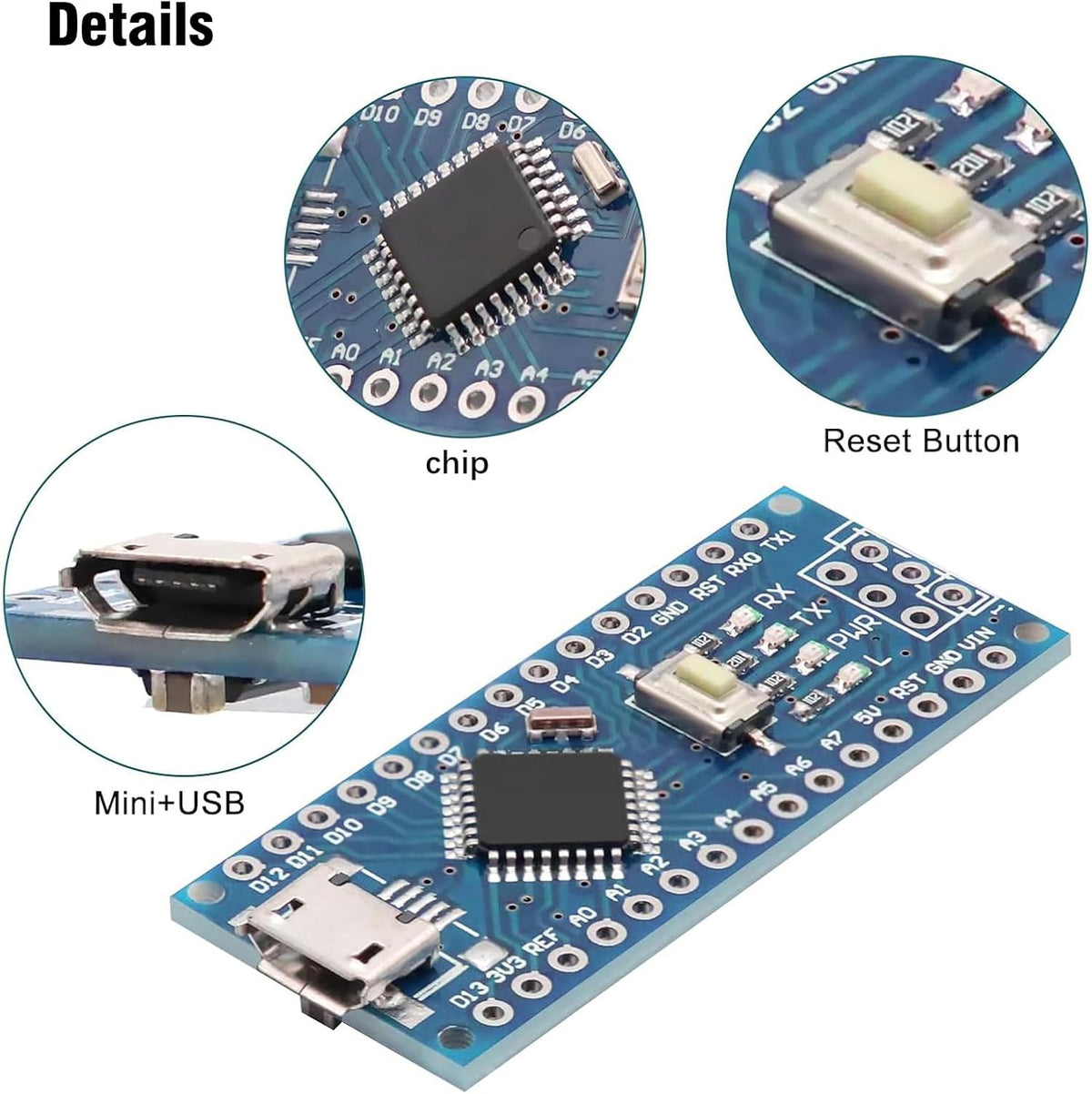 3PCS Nano V3.0 Board With Cable, ATmega328P, CH340G Chip 5V 16M, Microcontroller Compatible With Arduino (Micro USB Port)