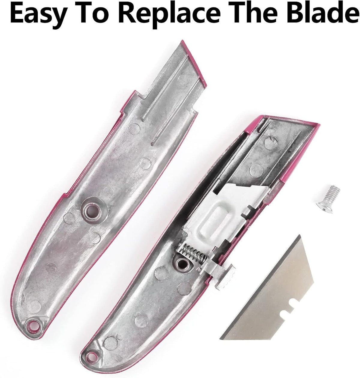 2 Pack Box Cutter Retractable, Ergonomic Razor Blades Utility Knife