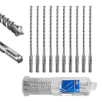 SALI 10PCS 1/4"*8" SDS Plus Rotary Hammer Drill Bit Concrete Drill Bit Kit Cross-Type Double Thread Carbide Material Suitable for Brick, Cement Walls, Stone, Hammer Drill Bits