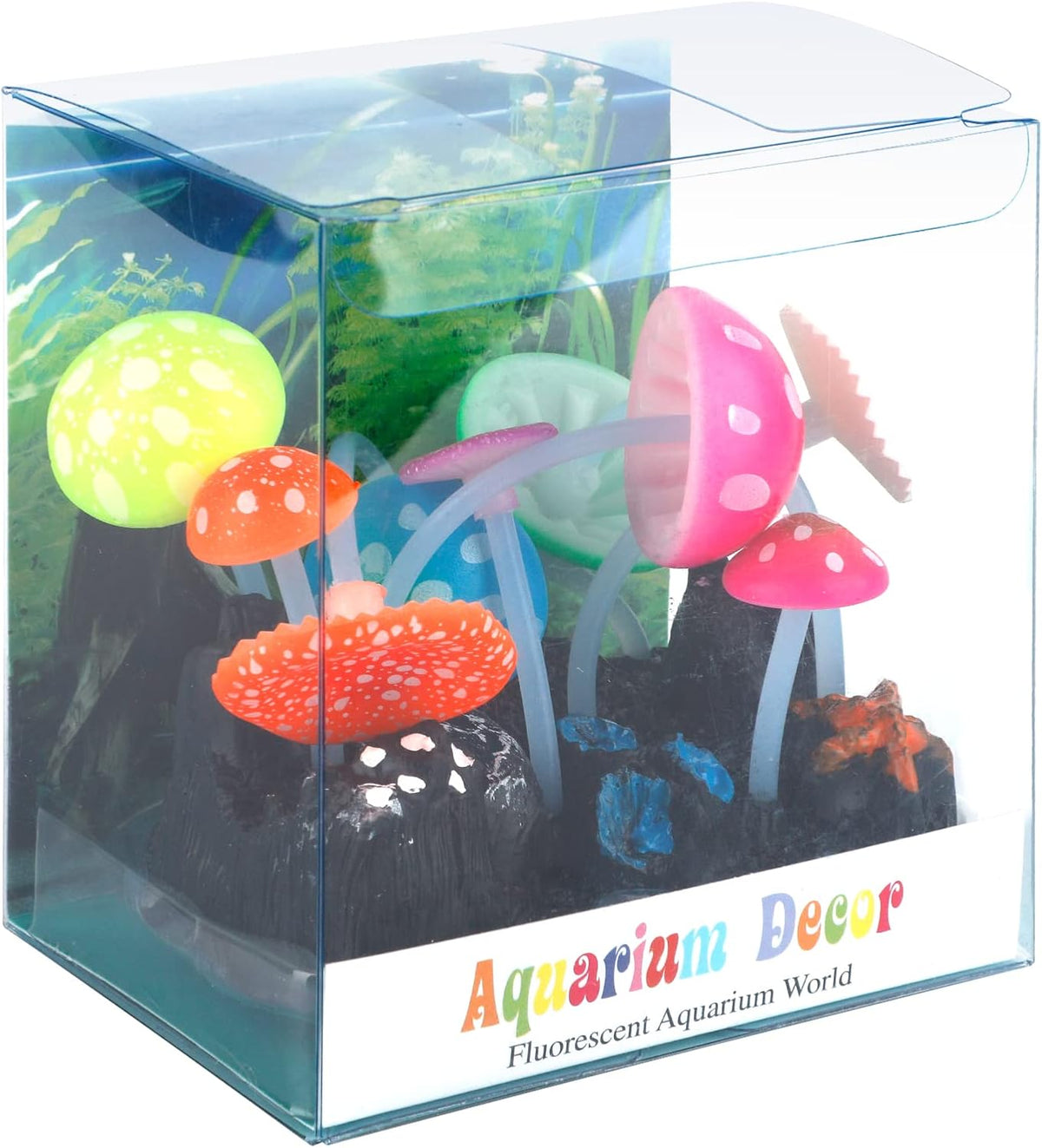 Glowing Effect Artificial Mushroom Aquarium Plant Decor Ornament Decoration for Fish Tank Landscape