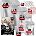 120 Mylar Bags with 150 Oxygen Absorbers-168 Labels & Stand-Up Reusable | 4 Sizes Airtight Smell Proof Resealable