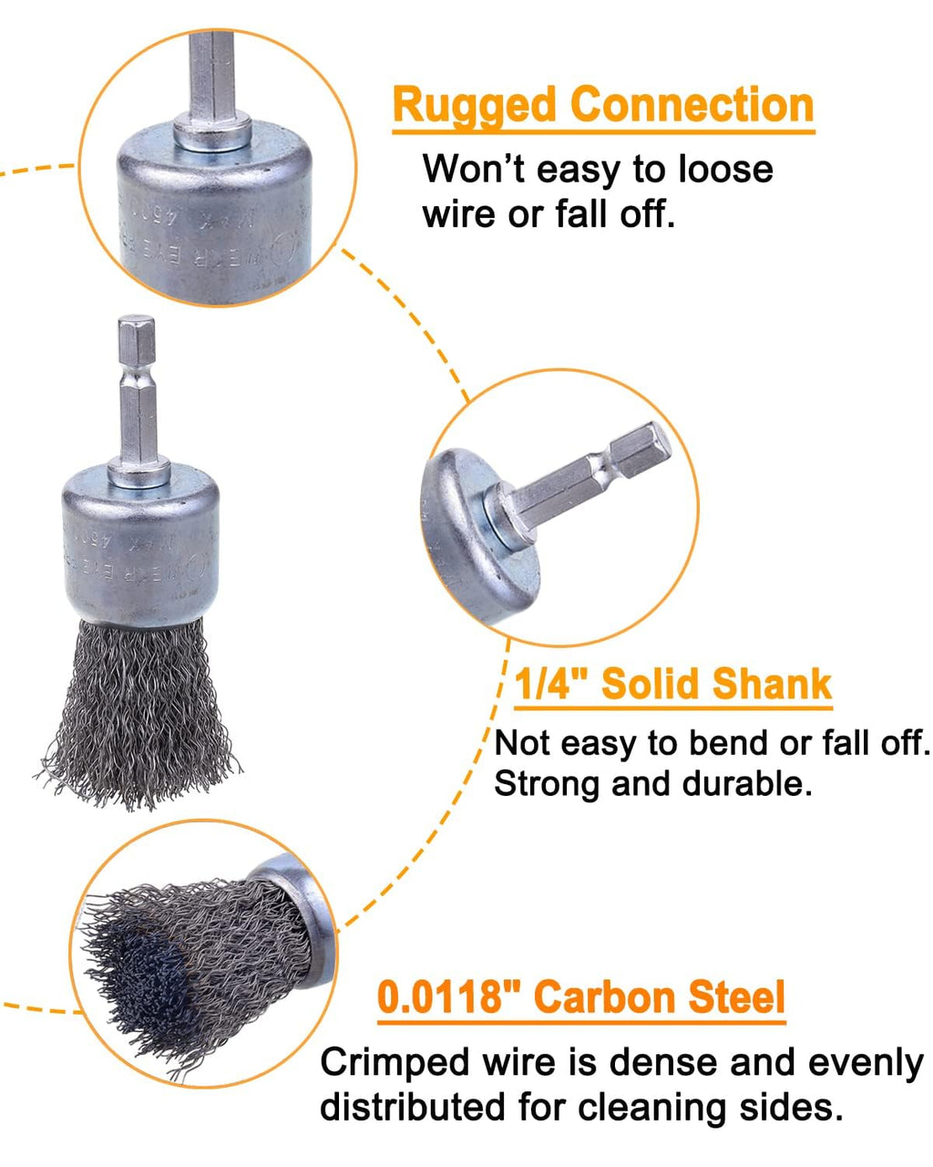 Rocaris 30 Pack Carbon Steel Wire Wheel Brush with 1/4-Inch Hex Shank