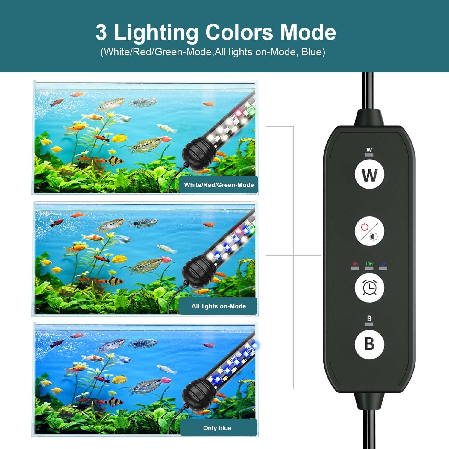 Submersible Led Aquarium Light for Fish Tank with Timer, 27 Inch | Waterproof Fish Tank Light for Plants, Auto