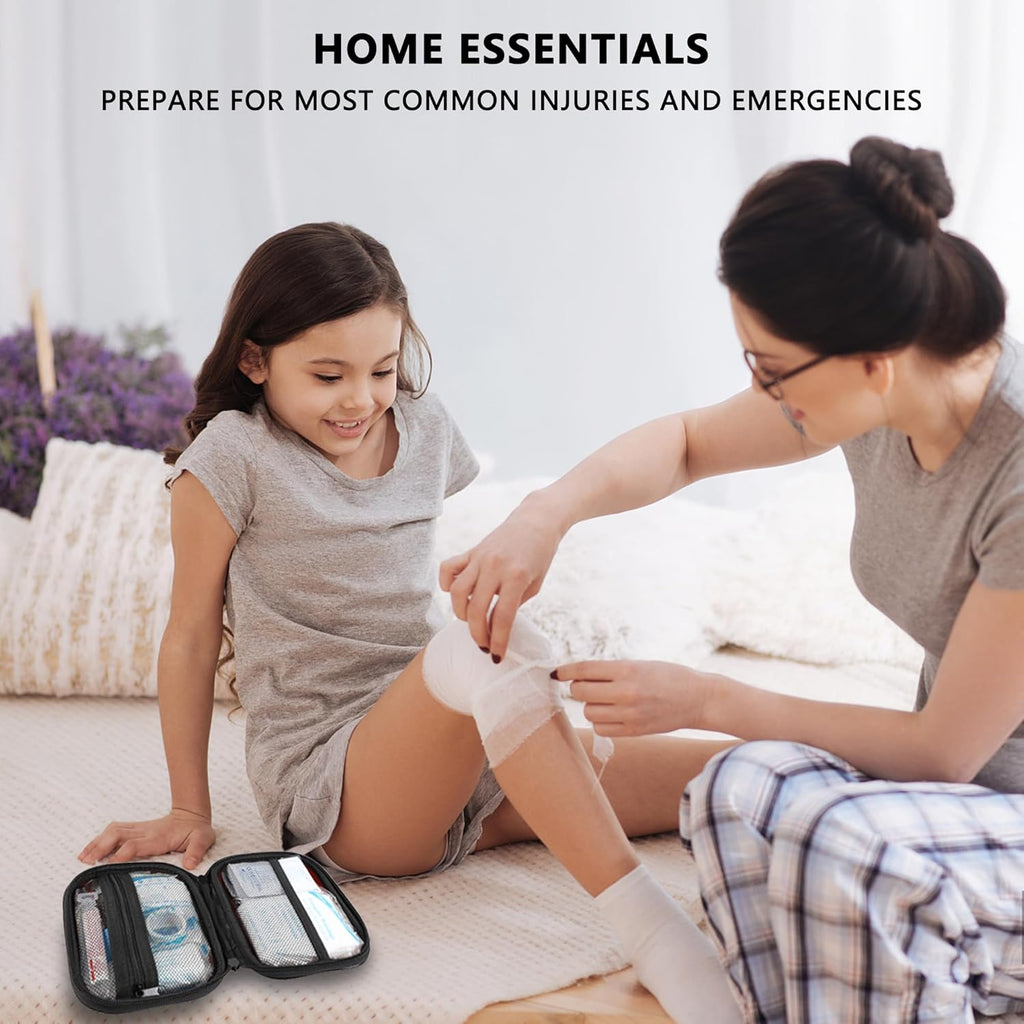 Mini First Aid Kit - 120 Piece Small Waterproof Hard Shell Medical Kit for Car, Home, Office, Travel, Camping