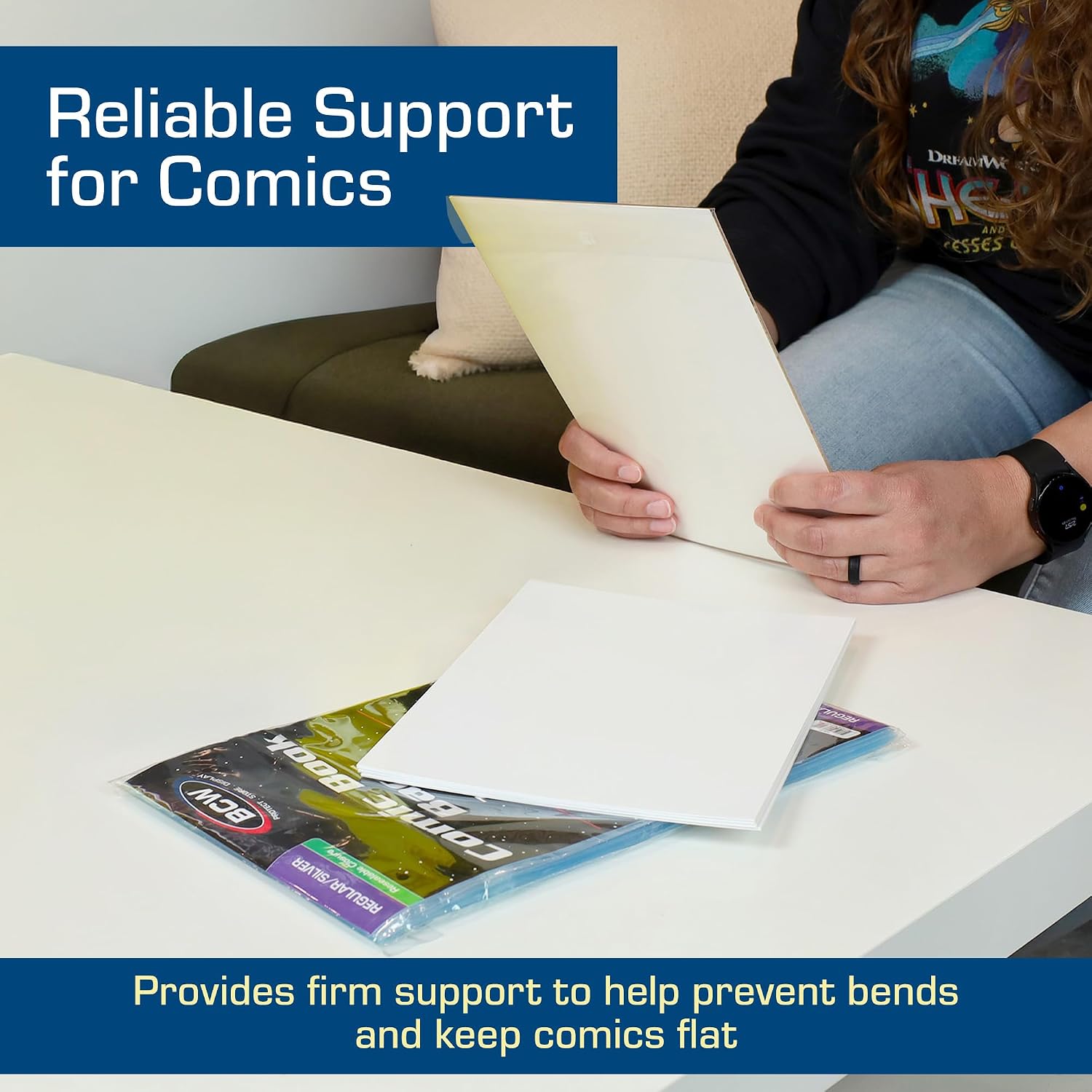 Silver Age Comic Backing Boards, 7 x 10.5 Inches, 24 Pt, 100 Count | Rigid 24 pt buffered boards help protect Silver